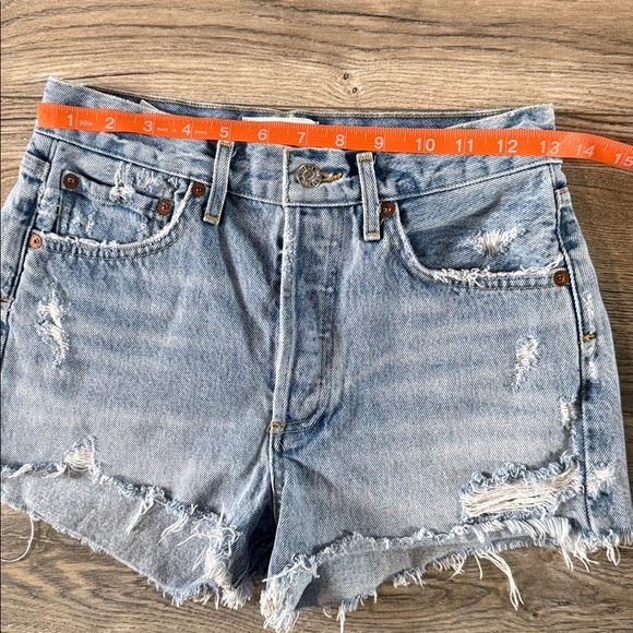 Agolde Women's Ripped Jean Shorts - Light Blue - Picture 7 of 10